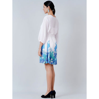 First Resort by Ramola Bachchan White Floral Dress (Set of 2)