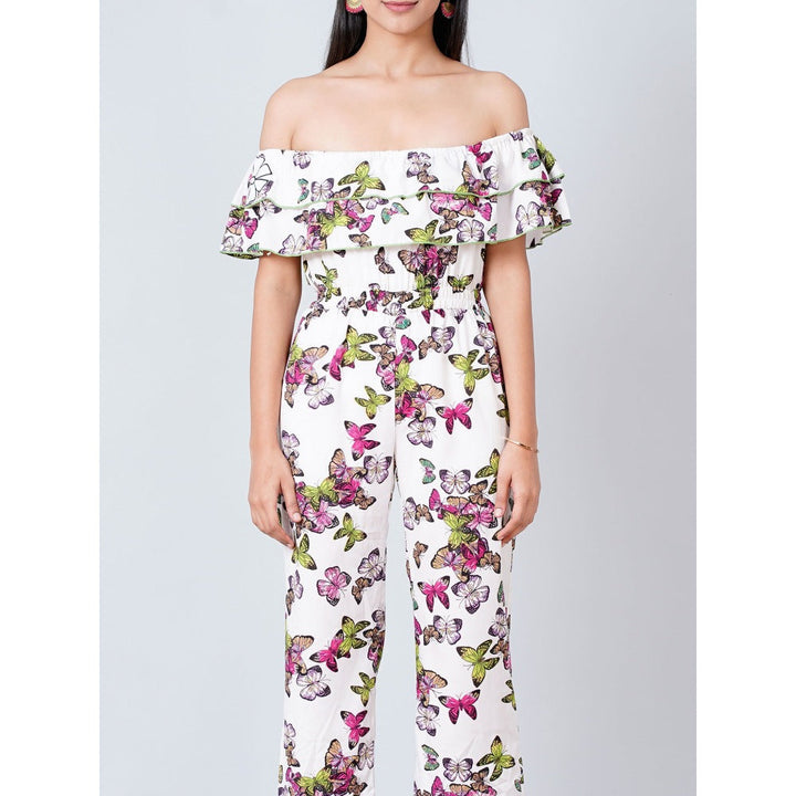 First Resort by Ramola Bachchan White Ruffled Jumpsuit