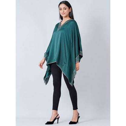 First Resort by Ramola Bachchan Teal Embellished Kaftan Top
