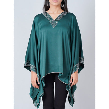 First Resort by Ramola Bachchan Teal Embellished Kaftan Top