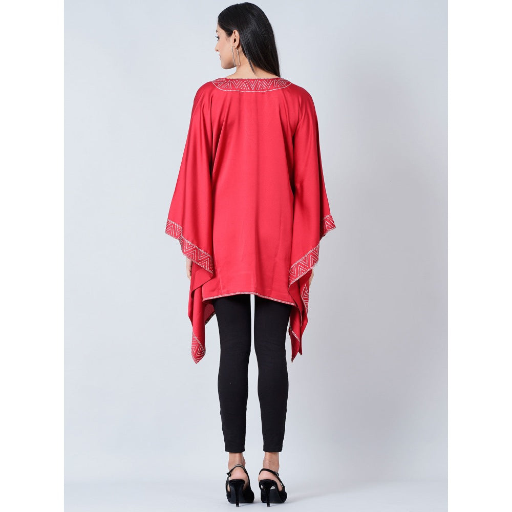 First Resort by Ramola Bachchan Red Embellished Kaftan Top