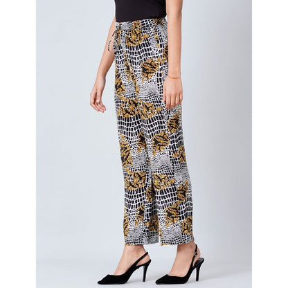 First Resort by Ramola Bachchan Grey Baroque Animal Print Palazzos