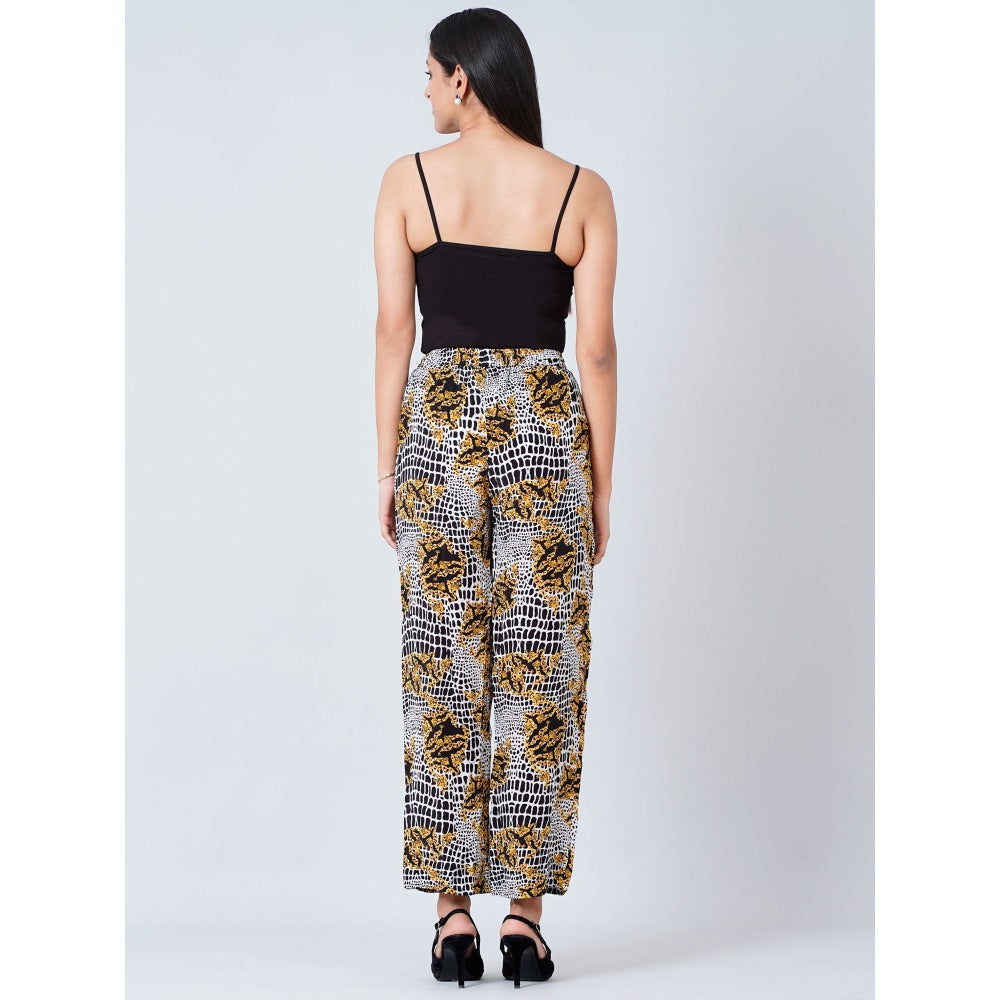 First Resort by Ramola Bachchan Grey Baroque Animal Print Palazzos