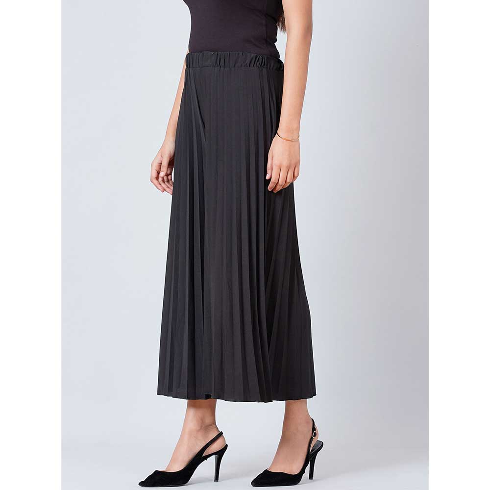First Resort by Ramola Bachchan Black Wide Leg Pleated Palazzo