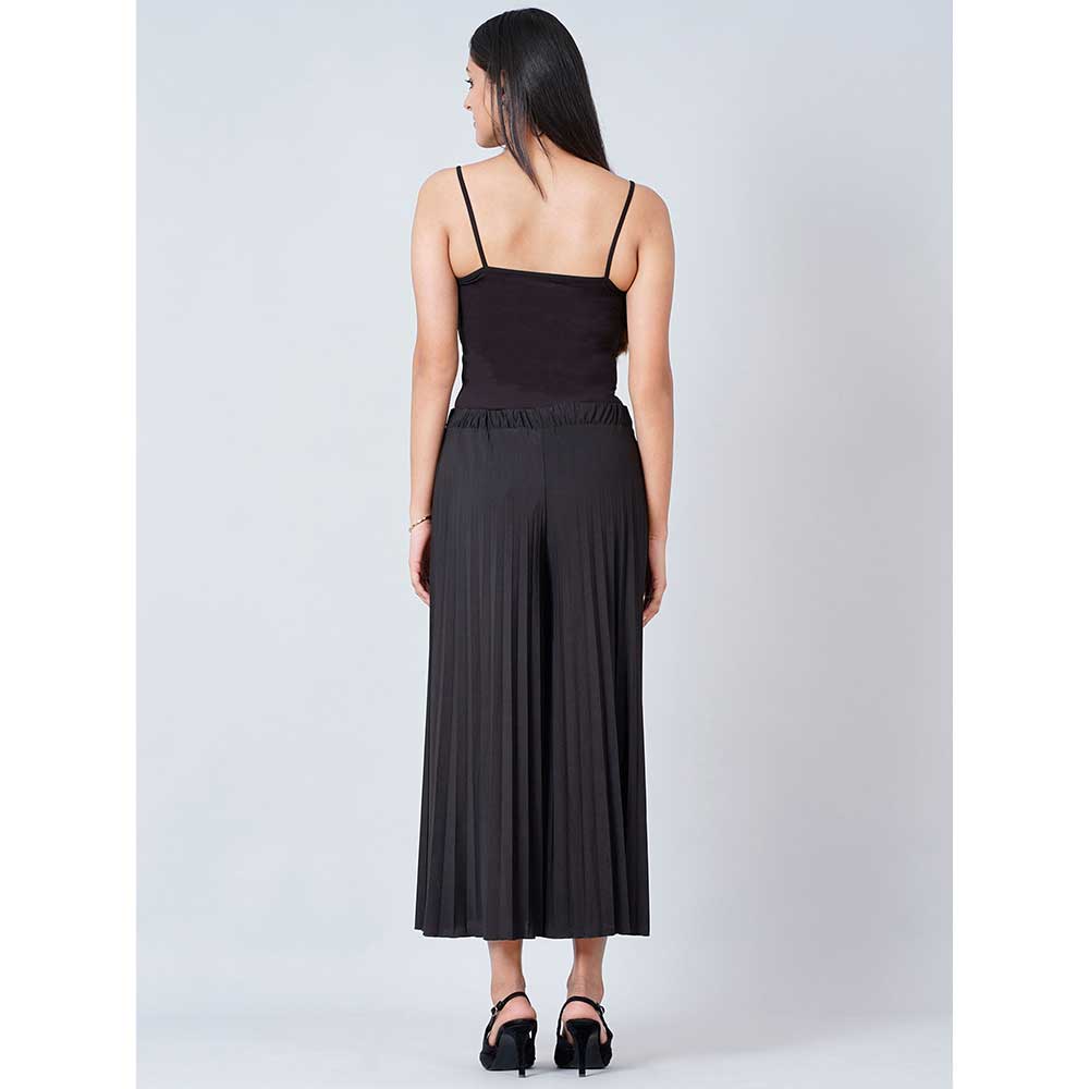 First Resort by Ramola Bachchan Black Wide Leg Pleated Palazzo