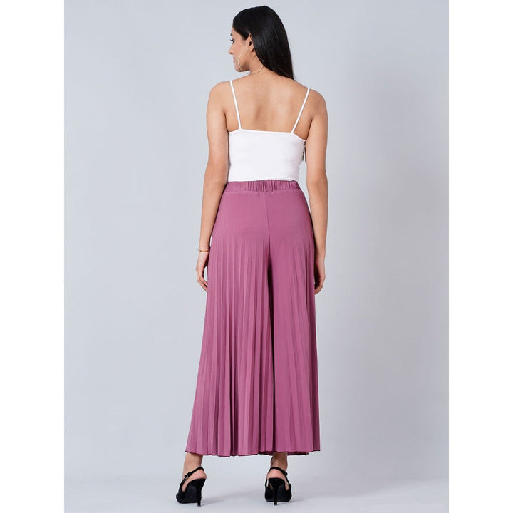First Resort by Ramola Bachchan Berry Purple Wide Leg Pleated Palazzo