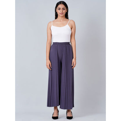 First Resort by Ramola Bachchan Grey Wide Leg Pleated Palazzo