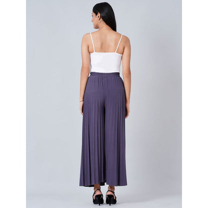 First Resort by Ramola Bachchan Grey Wide Leg Pleated Palazzo