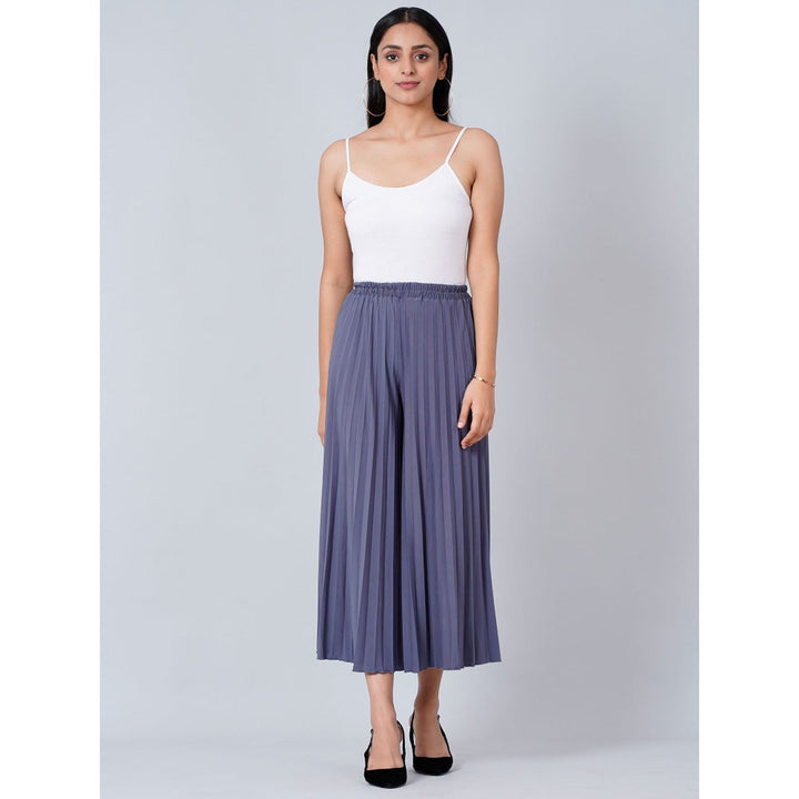 First Resort by Ramola Bachchan Blue Wide Leg Pleated Palazzo