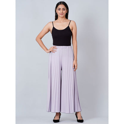 First Resort by Ramola Bachchan Lavender Wide Leg Pleated Palazzo