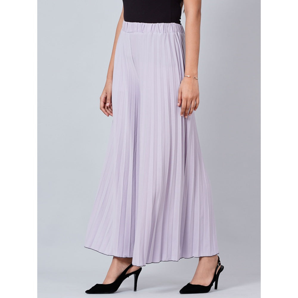First Resort by Ramola Bachchan Lavender Wide Leg Pleated Palazzo