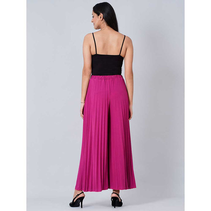 First Resort by Ramola Bachchan Magenta Wide Leg Pink Pleated Palazzo