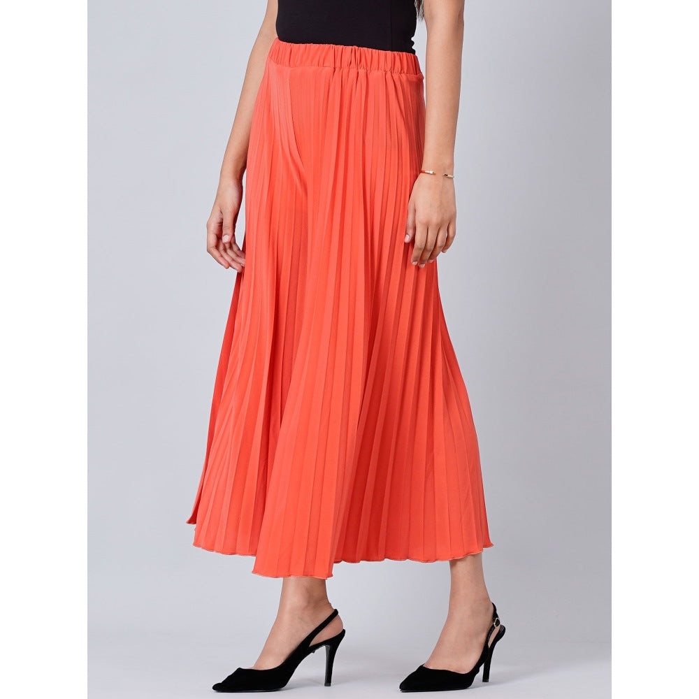 First Resort by Ramola Bachchan Orange Wide Leg Pleated Palazzo