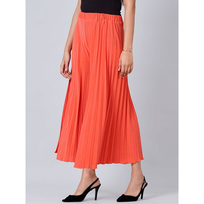 First Resort by Ramola Bachchan Orange Wide Leg Pleated Palazzo