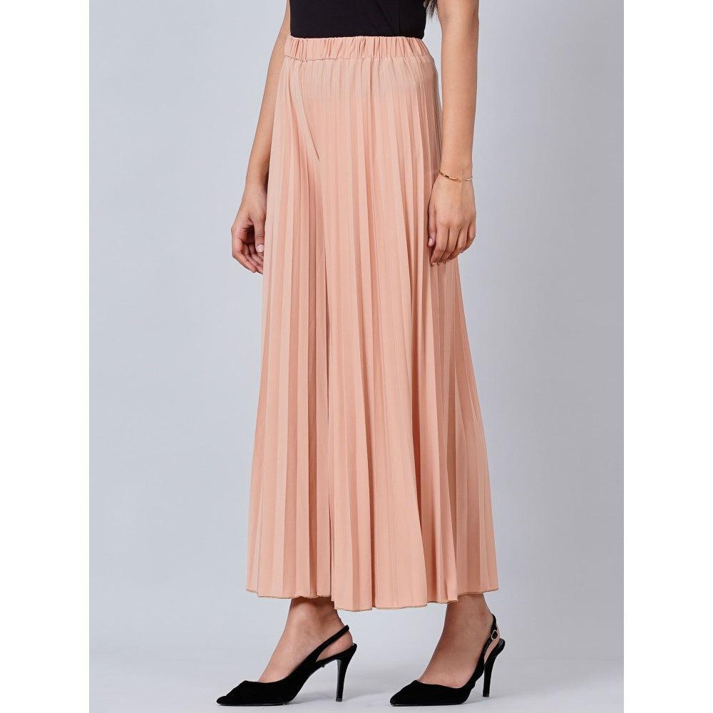 First Resort by Ramola Bachchan Sienna Beige Wide Leg Pleated Palazzo