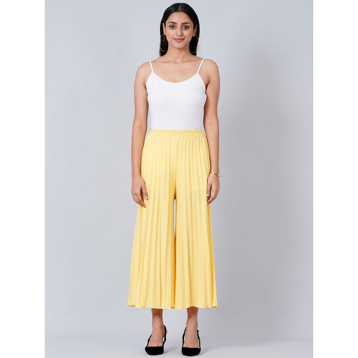 First Resort by Ramola Bachchan Yellow Wide Leg Pleated Palazzo