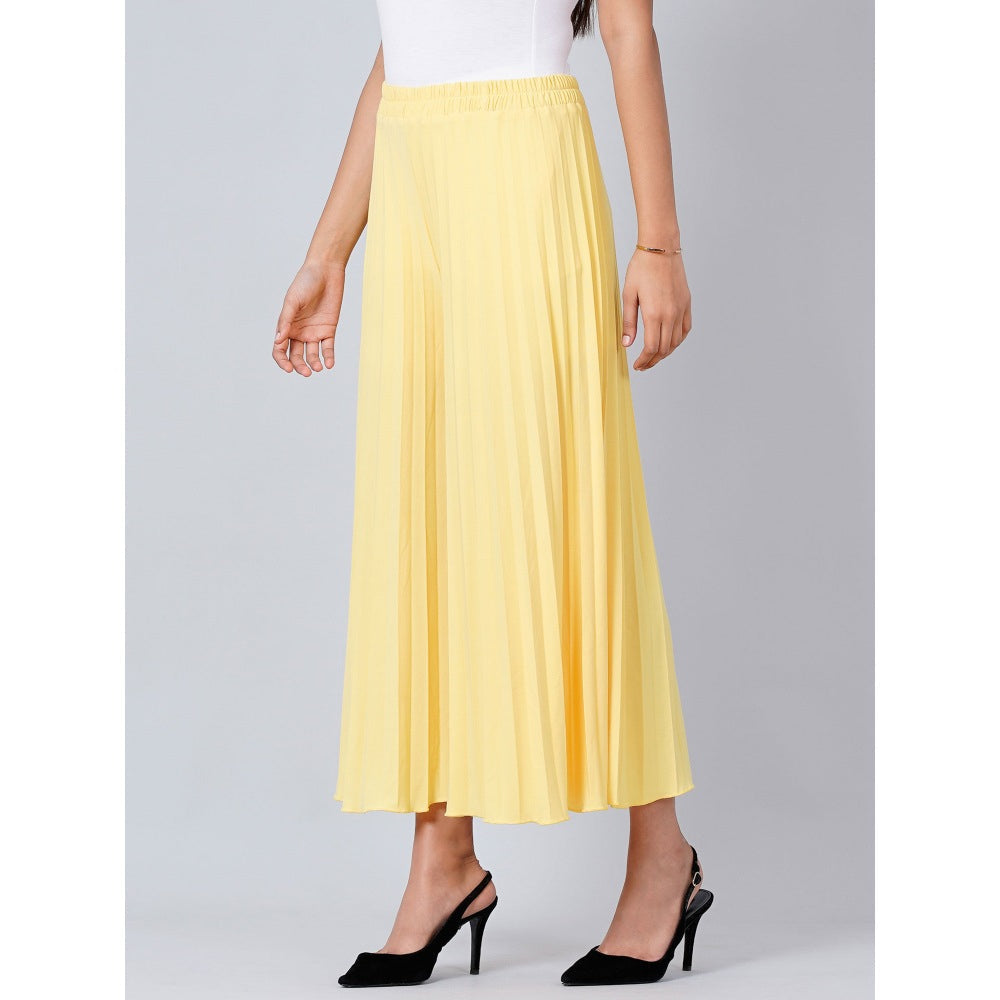 First Resort by Ramola Bachchan Yellow Wide Leg Pleated Palazzo