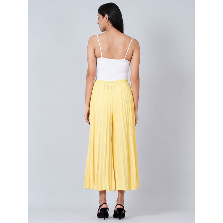 First Resort by Ramola Bachchan Yellow Wide Leg Pleated Palazzo
