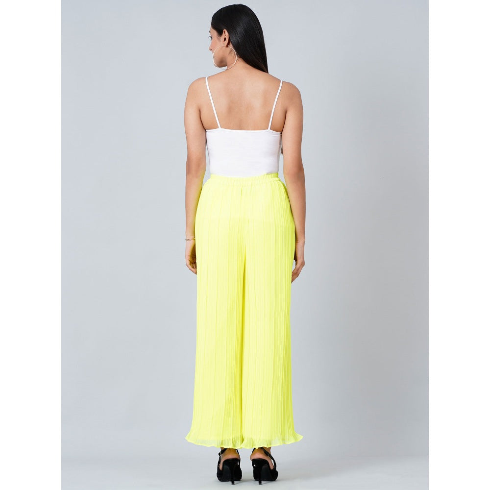 First Resort by Ramola Bachchan Neon Yellow Pleated Palazzo
