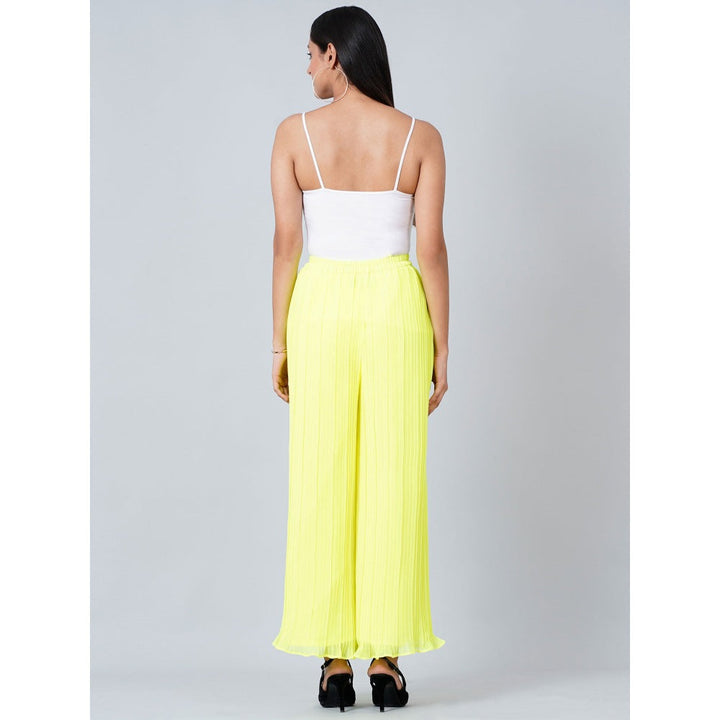 First Resort by Ramola Bachchan Neon Yellow Pleated Palazzo