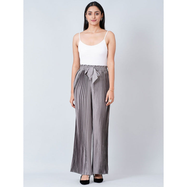 First Resort by Ramola Bachchan Charcoal Grey Pleated Palazzo