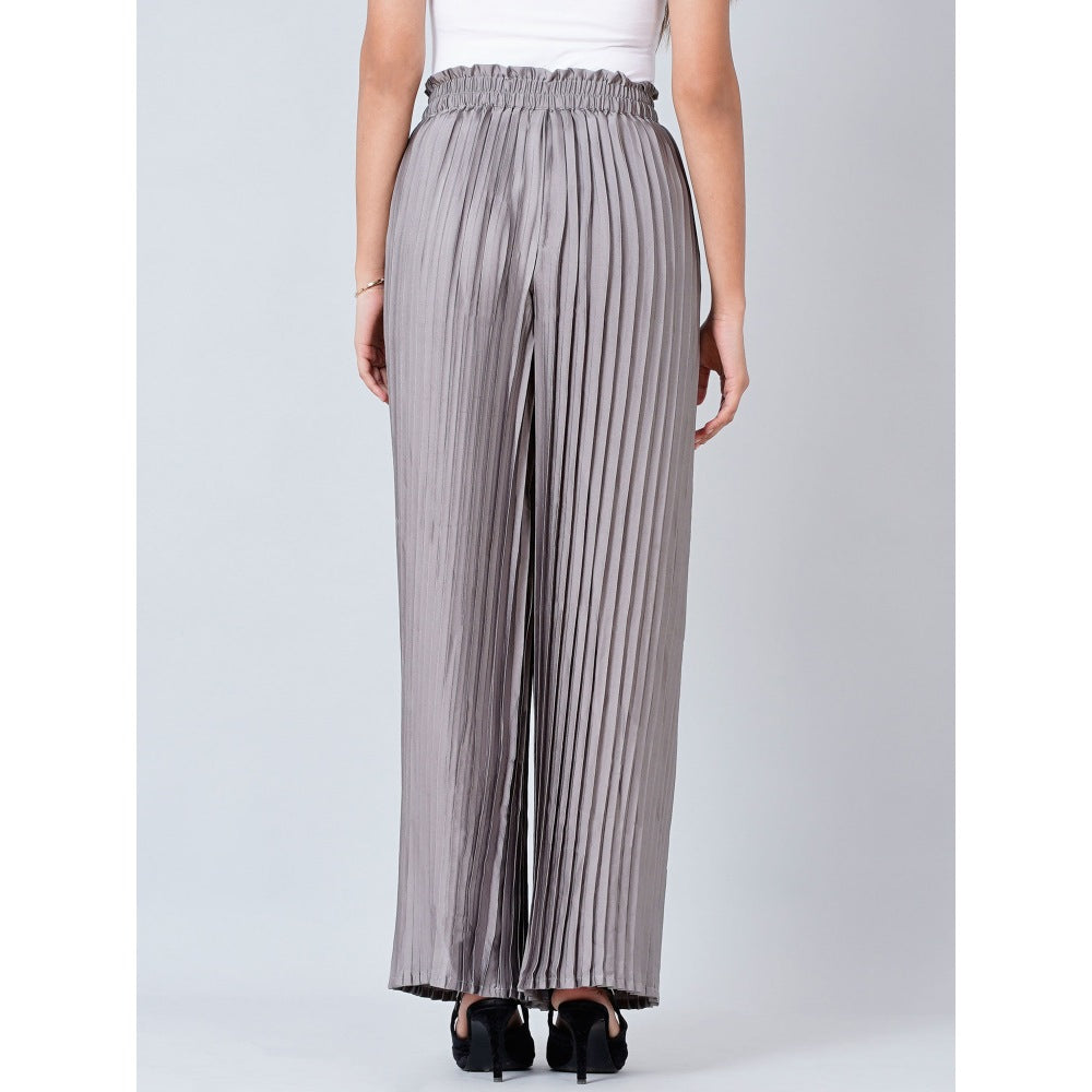 First Resort by Ramola Bachchan Charcoal Grey Pleated Palazzo