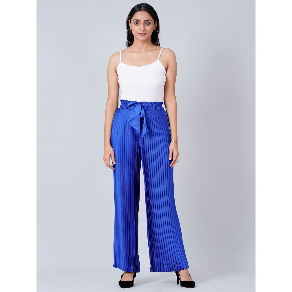 First Resort by Ramola Bachchan Cobalt Blue Pleated Palazzo