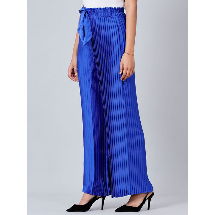 First Resort by Ramola Bachchan Cobalt Blue Pleated Palazzo