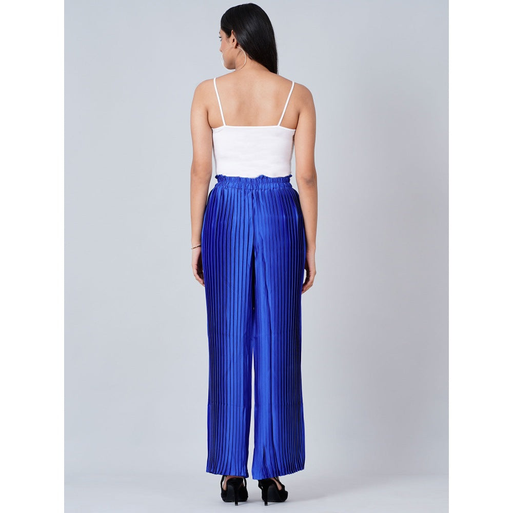 First Resort by Ramola Bachchan Cobalt Blue Pleated Palazzo