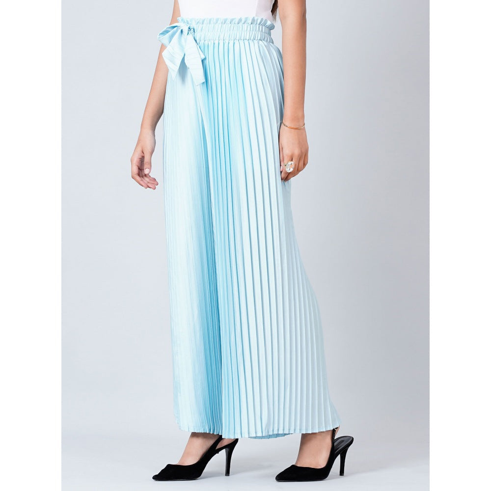 First Resort by Ramola Bachchan Light Blue Pleated Palazzo