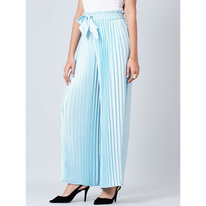First Resort by Ramola Bachchan Light Blue Pleated Palazzo