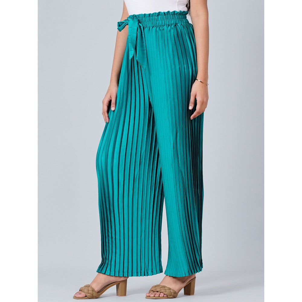 First Resort by Ramola Bachchan Turquoise Pleated Palazzo