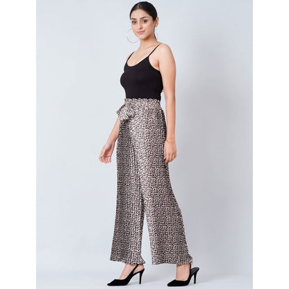 First Resort by Ramola Bachchan Brown Leopard Print Pleated Palazzo