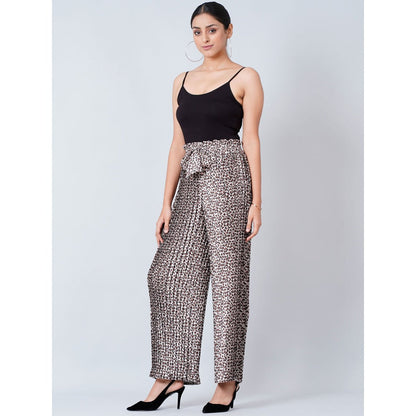 First Resort by Ramola Bachchan Brown Leopard Print Pleated Palazzo