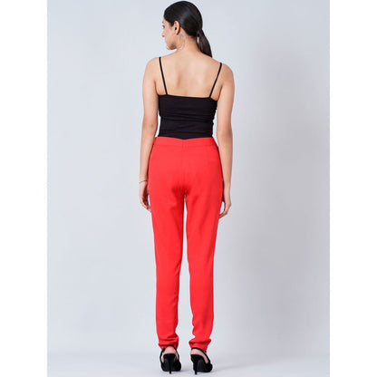 First Resort by Ramola Bachchan Red Slim Fit Pants