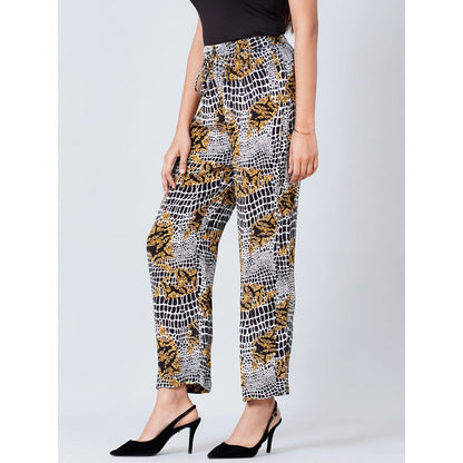 First Resort by Ramola Bachchan Grey Baroque Animal Print Shirt and Palazzo (Set of 2)