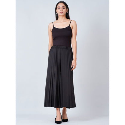 First Resort by Ramola Bachchan Black Jewel Print Lace-Up Top and Pleated Palazzo (Set of 2)