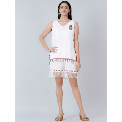 First Resort by Ramola Bachchan White Summer Top with Shorts (Set of 2)