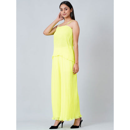 First Resort by Ramola Bachchan Neon Green Camisole and Pleated Palazzo (Set of 2)