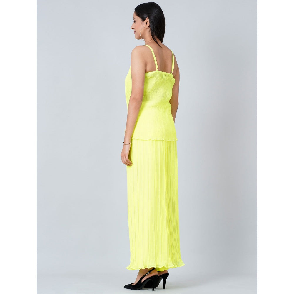 First Resort by Ramola Bachchan Neon Green Camisole and Pleated Palazzo (Set of 2)