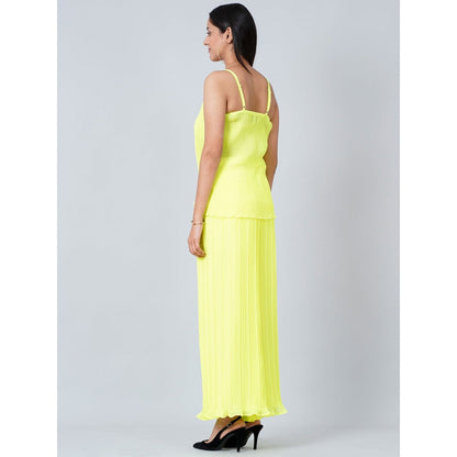 First Resort by Ramola Bachchan Neon Green Camisole and Pleated Palazzo (Set of 2)