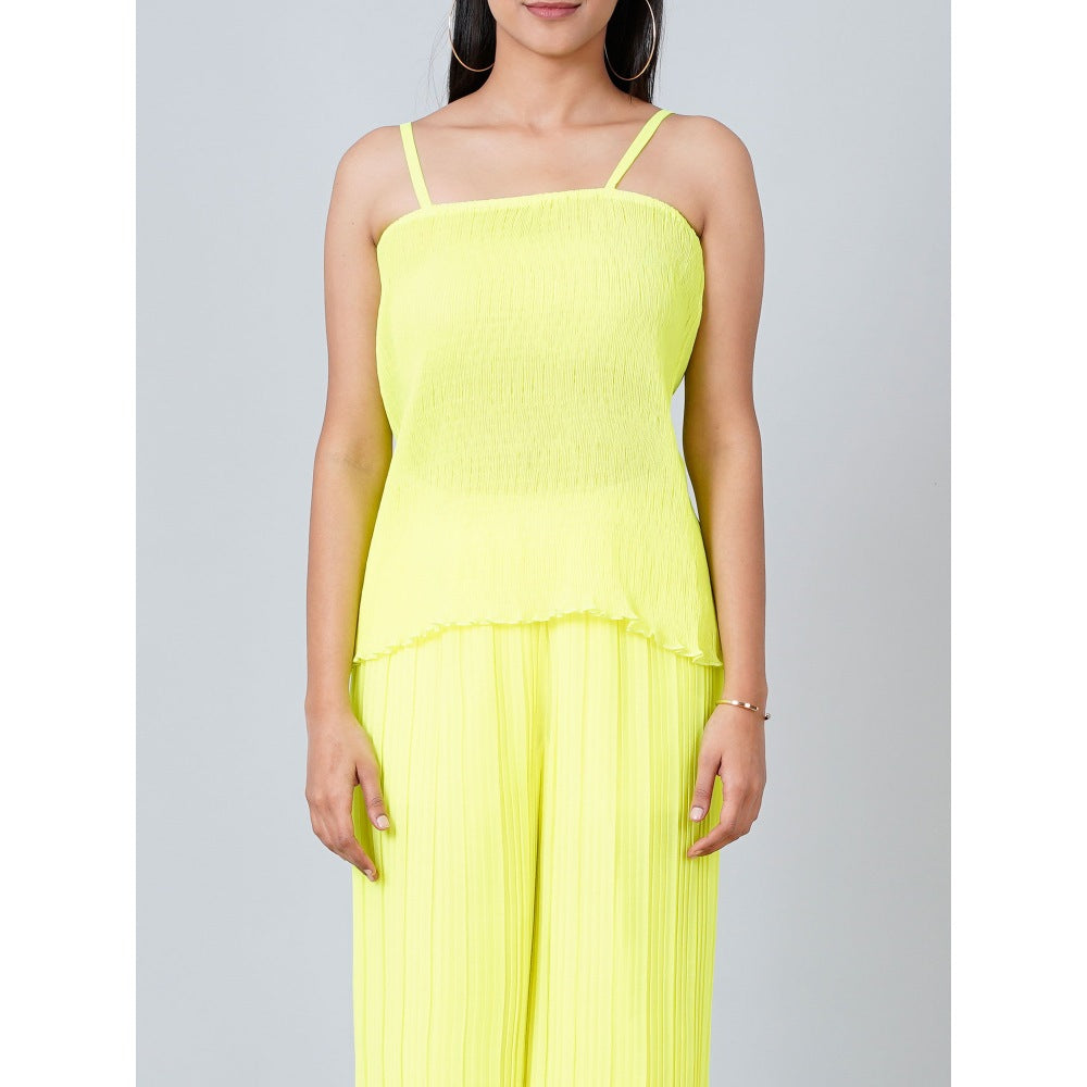 First Resort by Ramola Bachchan Neon Green Camisole and Pleated Palazzo (Set of 2)