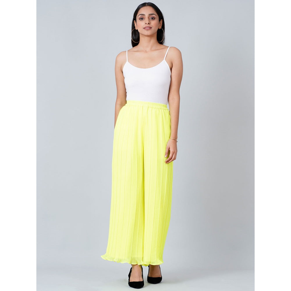 First Resort by Ramola Bachchan Neon Green Camisole and Pleated Palazzo (Set of 2)