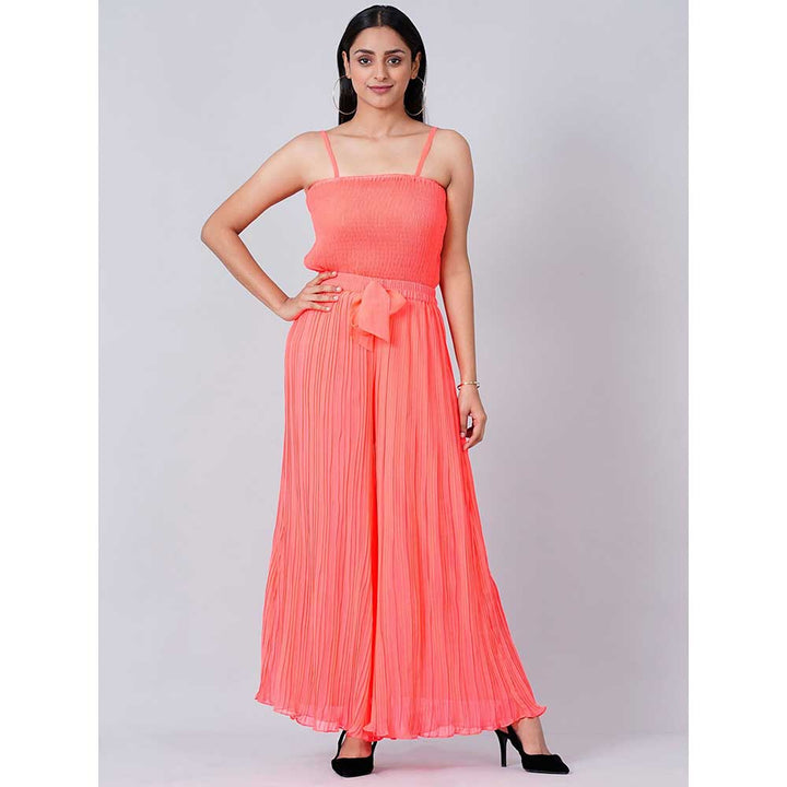 First Resort by Ramola Bachchan Neon Coral Camisole and Pleated Palazzo (Set of 2)