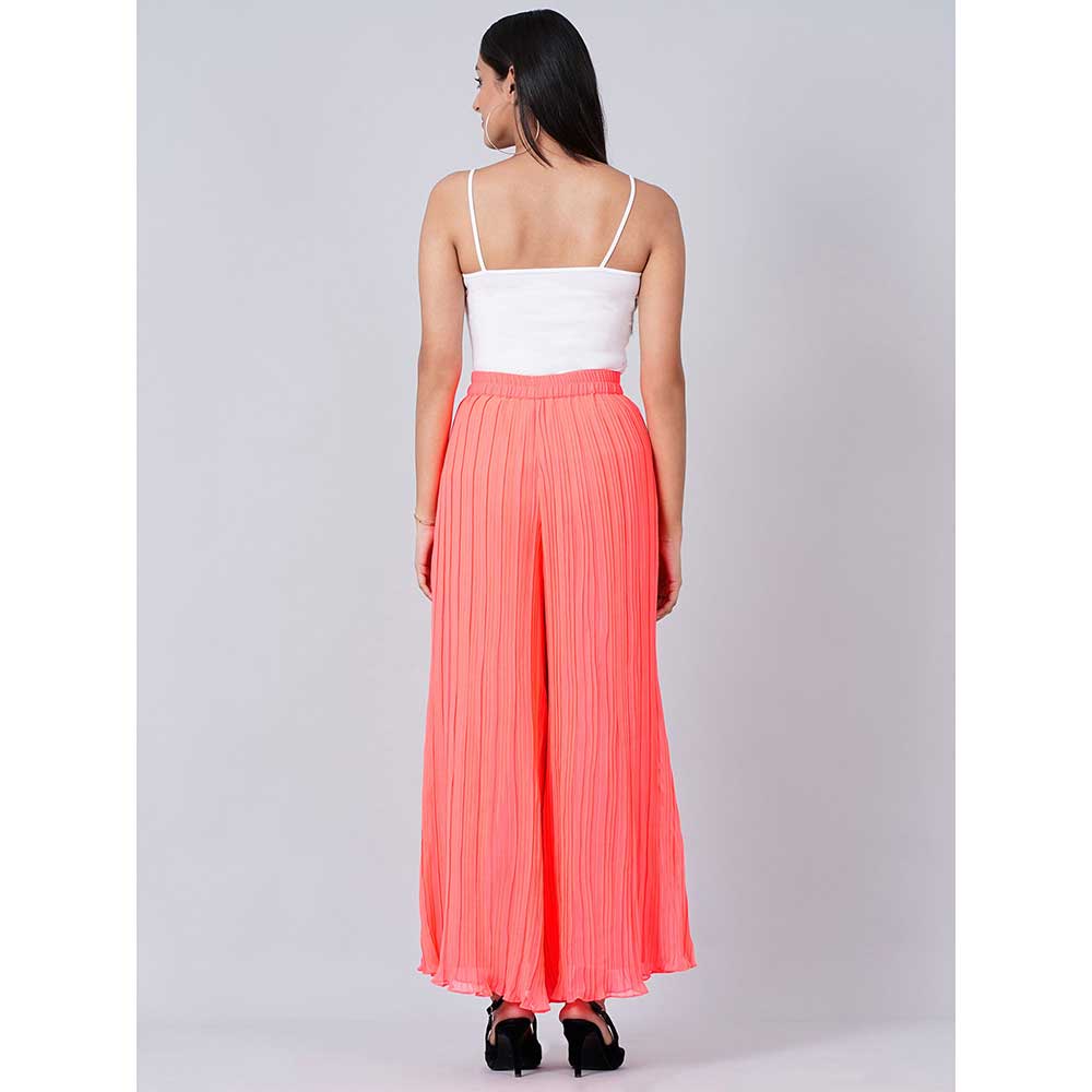 First Resort by Ramola Bachchan Neon Coral Camisole and Pleated Palazzo (Set of 2)