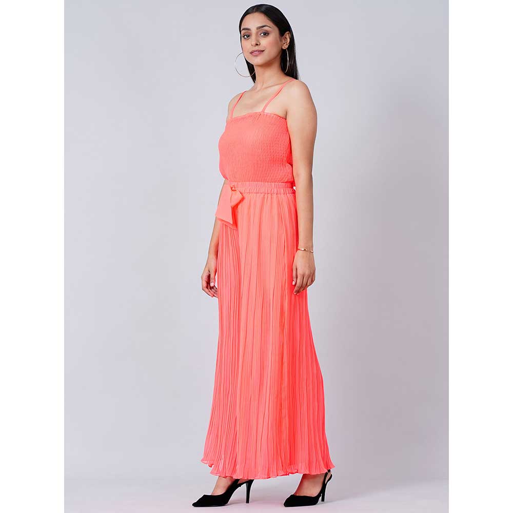 First Resort by Ramola Bachchan Neon Coral Camisole and Pleated Palazzo (Set of 2)