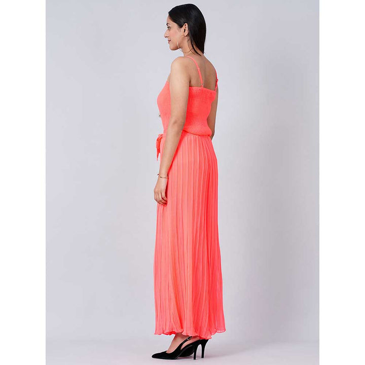 First Resort by Ramola Bachchan Neon Coral Camisole and Pleated Palazzo (Set of 2)