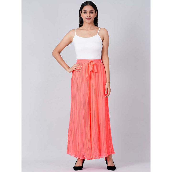 First Resort by Ramola Bachchan Neon Coral Camisole and Pleated Palazzo (Set of 2)