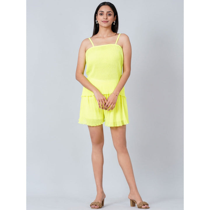 First Resort by Ramola Bachchan Neon Green Camisole and Pleated Shorts (Set of 2)