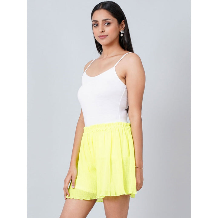 First Resort by Ramola Bachchan Neon Green Camisole and Pleated Shorts (Set of 2)